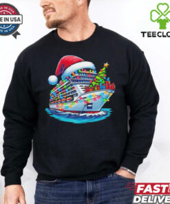 Cruise ship santa Christmas tree lights shirt