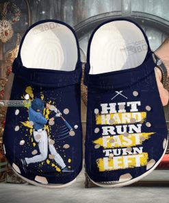 Baseball Hit Hard Run Fast Gift For Lover Rubber Crocs Comfy Footwear