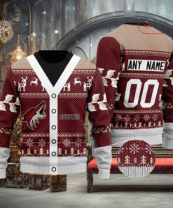 Custom Arizona Coyotes Ugly Sweater, Festive NHL Merch for Christmas