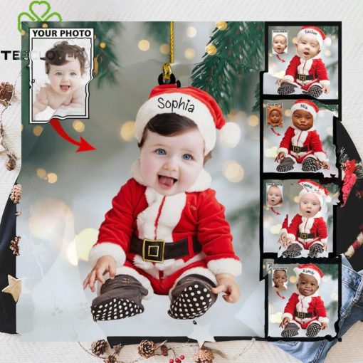 Custom Baby Cute Photo On Santa Claus Clothes Ornament