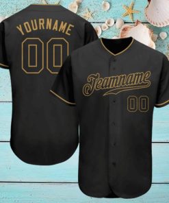Custom Black Black Old Gold Authentic Baseball Jersey