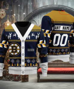 Custom Boston Bruins Sweater, Personalized NHL Christmas Apparel for Fans