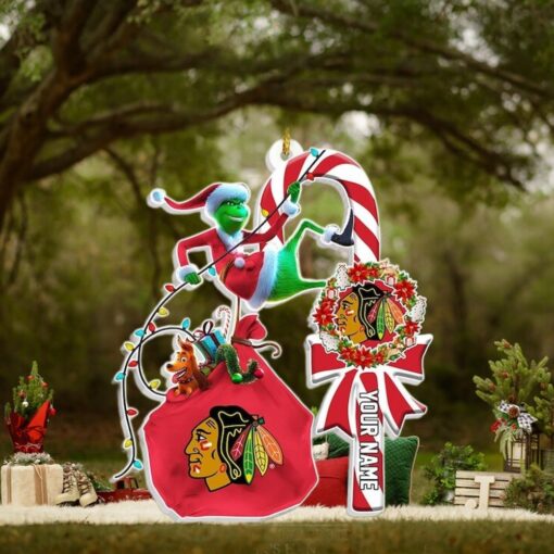 Custom Chicago Blackhawks Ice Hockey Christmas Ornament