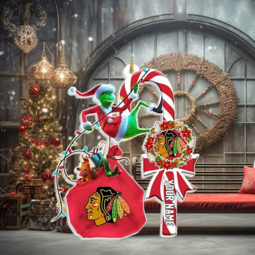 Custom Chicago Blackhawks Ice Hockey Christmas Ornament