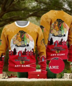 Custom Chicago Blackhawks Sweater, Funny Xmas Sweater for Hockey Fans