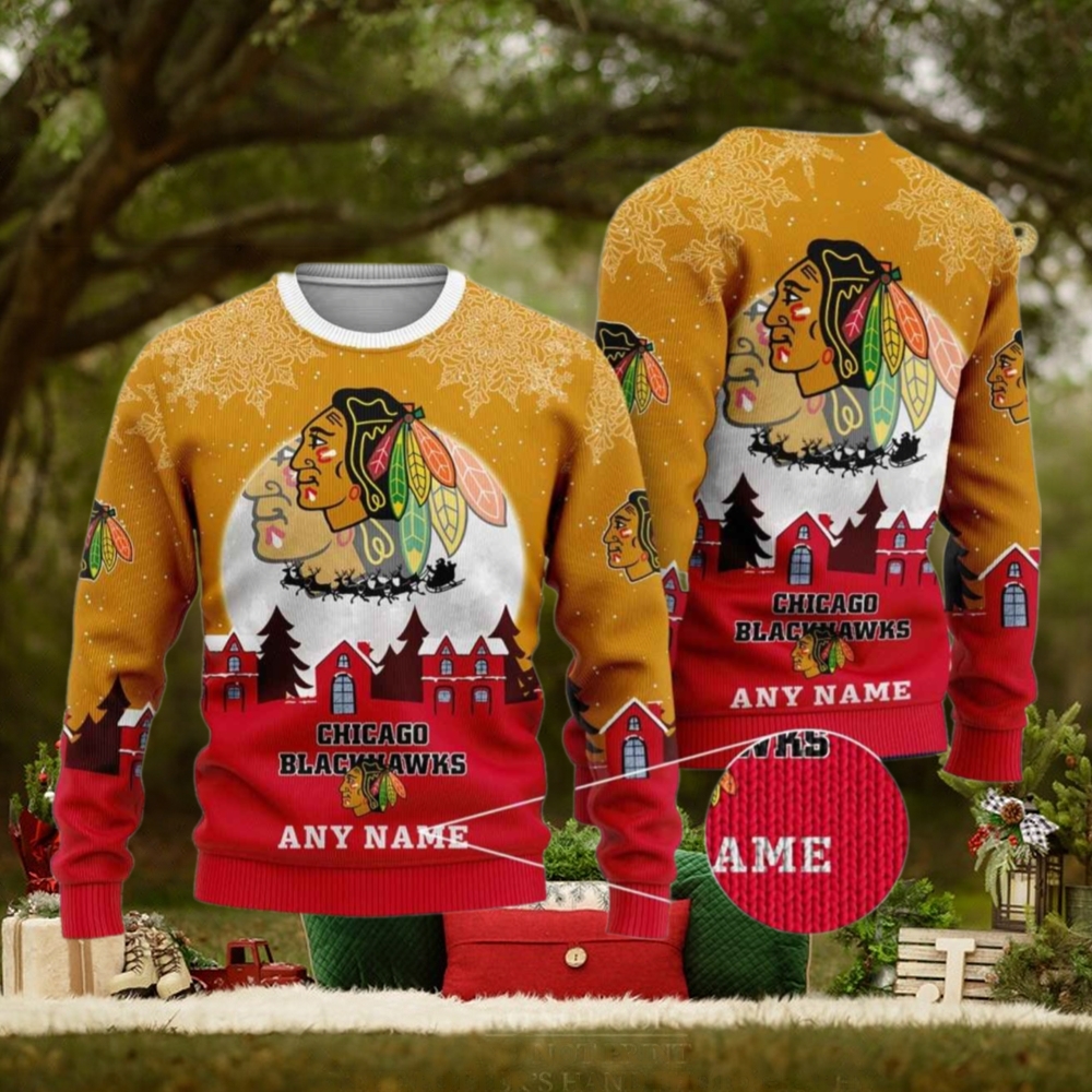 Custom Chicago Blackhawks Sweater, Funny Xmas Sweater for Hockey Fans Custom Chicago Blackhawks Sweater, Funny Xmas Sweater for Hockey Fans