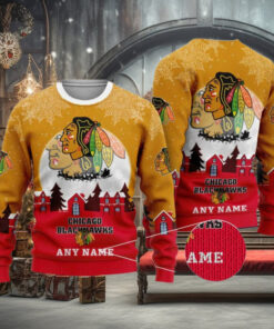Custom Chicago Blackhawks Sweater, Funny Xmas Sweater for Hockey Fans
