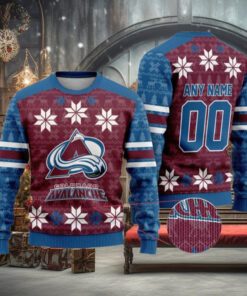 Custom Colorado Avalanche Sweater, Personalized Xmas Gifts for Hockey Fans