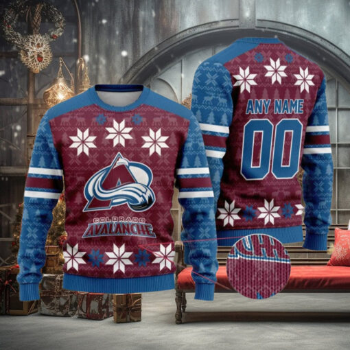 Custom Colorado Avalanche Sweater, Personalized Xmas Gifts for Hockey Fans