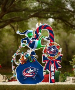 Custom Columbus Blue Jackets Ice Hockey Christmas Ornament, Grinch Candy Cane Personalized Xmas Tree, Shape Ornament Acrylic Gift