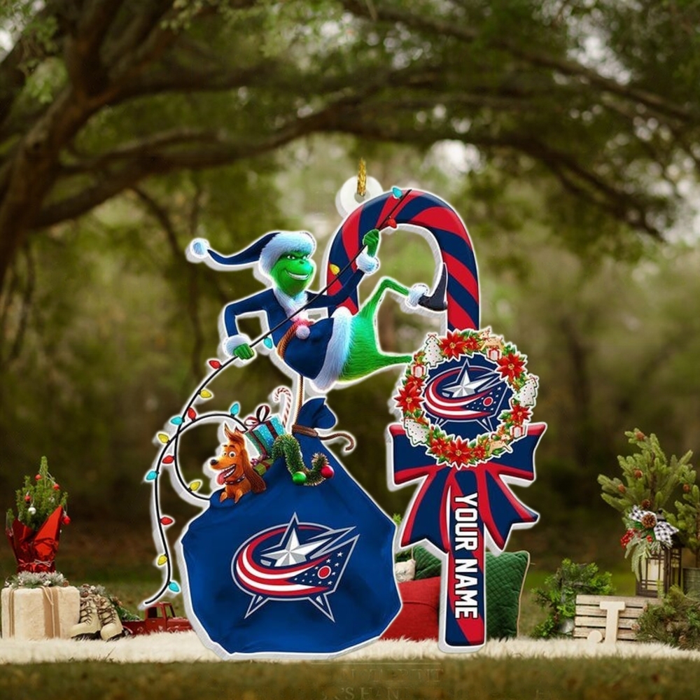 Custom Columbus Blue Jackets Ice Hockey Christmas Ornament, Grinch Candy Cane Personalized Xmas Tree, Shape Ornament Acrylic Gift Custom Columbus Blue Jackets Ice Hockey Christmas Ornament, Grinch Candy Cane Personalized Xmas Tree, Shape Ornament Acrylic Gift