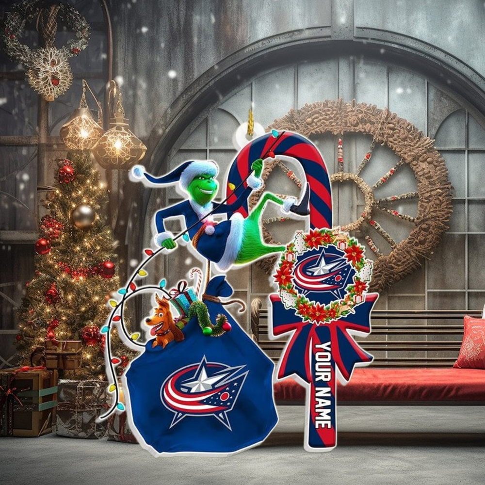 Custom Columbus Blue Jackets Ice Hockey Christmas Ornament, Grinch Candy Cane Personalized Xmas Tree, Shape Ornament Acrylic Gift Custom Columbus Blue Jackets Ice Hockey Christmas Ornament, Grinch Candy Cane Personalized Xmas Tree, Shape Ornament Acrylic Gift