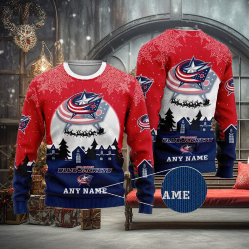 Custom Columbus Blue Jackets Sweater, NHL Apparel and Funny Xmas Gifts