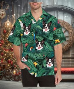 Custom Dog Face Hawaiian Shirt for Men Personalized Blooming Flowers Short Sleeve Casual Button Funky Shirt