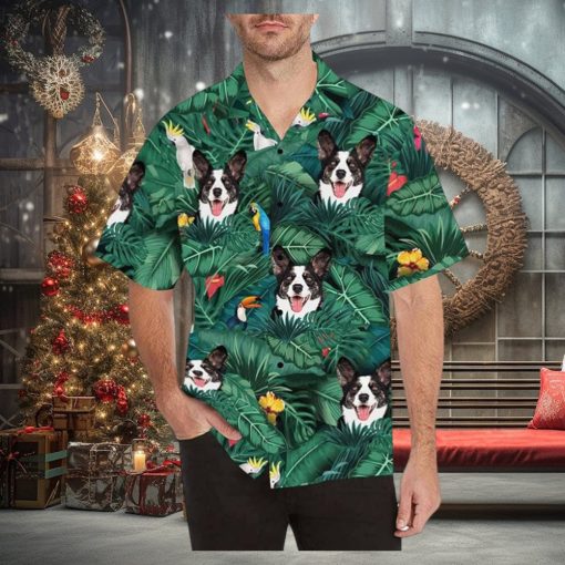 Custom Dog Face Hawaiian Shirt for Men Personalized Blooming Flowers Short Sleeve Casual Button Funky Shirt