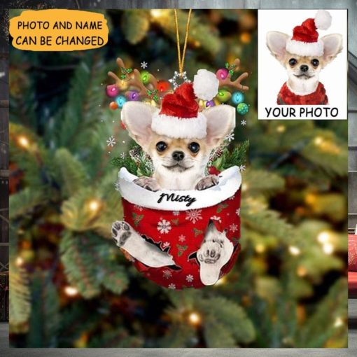 Custom Dog Photo Chihuahua Christmas Ornament Xmas Tree Decorating Dog Owner Gifts