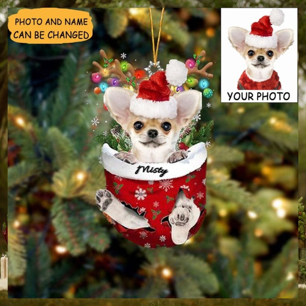 Custom Dog Photo Chihuahua Christmas Ornament Xmas Tree Decorating Dog Owner Gifts Custom Dog Photo Chihuahua Christmas Ornament Xmas Tree Decorating Dog Owner Gifts