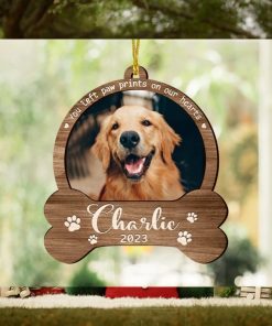 Custom Dog Photo Ornament, Dog Memorial Gift, Loss of Pet, Pet Ornament, Christmas Keepsake, Dog Memorial Ornament, You Left Paw Prints