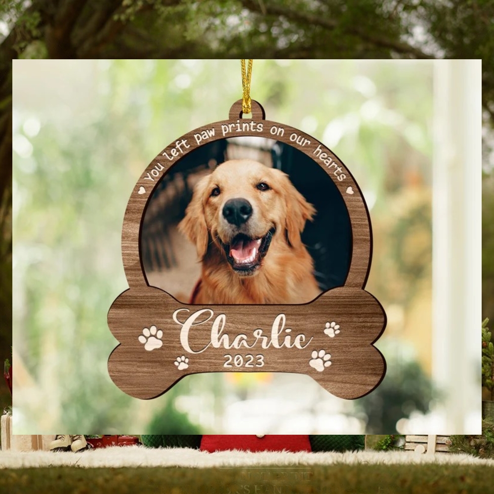 Custom Dog Photo Ornament, Dog Memorial Gift, Loss of Pet, Pet Ornament, Christmas Keepsake, Dog Memorial Ornament, You Left Paw Prints Custom Dog Photo Ornament, Dog Memorial Gift, Loss of Pet, Pet Ornament, Christmas Keepsake, Dog Memorial Ornament, You Left Paw Prints