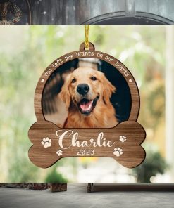 Custom Dog Photo Ornament, Dog Memorial Gift, Loss of Pet, Pet Ornament, Christmas Keepsake, Dog Memorial Ornament, You Left Paw Prints