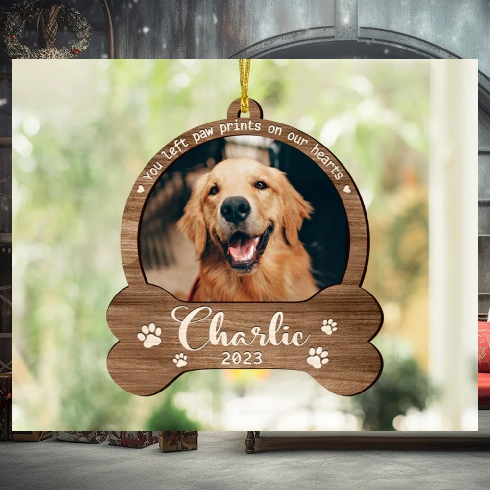 Custom Dog Photo Ornament, Dog Memorial Gift, Loss of Pet, Pet Ornament, Christmas Keepsake, Dog Memorial Ornament, You Left Paw Prints Custom Dog Photo Ornament, Dog Memorial Gift, Loss of Pet, Pet Ornament, Christmas Keepsake, Dog Memorial Ornament, You Left Paw Prints