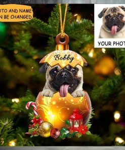 Custom Dog Photo Pug Christmas Ornament Cute Christmas Tree Ornament Decorations Gifts