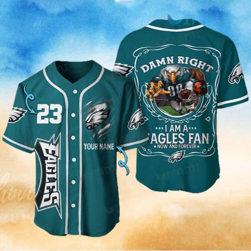 Custom Eagles Baseball Jersey Mascot Damn Right Philadelphia Eagles Gift