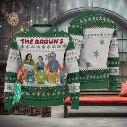 Custom Face Christmas Family Xmas Leds, Personalized Family Photo Ugly Sweater