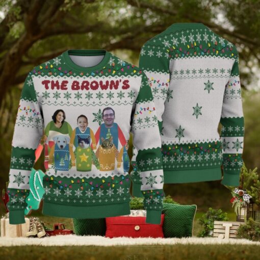 Custom Face Christmas Family Xmas Leds, Personalized Family Photo Ugly Sweater