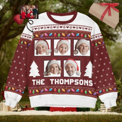Custom Face Funny   Christmas Light   Personalized Photo Ugly Sweater