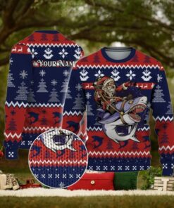 Custom Funny Christmas Holiday Santa Riding Sharks Ugly Sweater