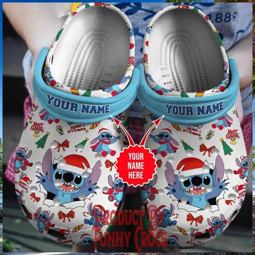 Custom Merry Christmas Gifts Stitch Crocs Shoes