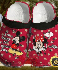 Custom Mickey Minnie I Am Lucky To Have You, Her Know Valentines Crocs