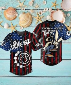 Custom Name And Number Blink 182 American Flag Baseball Jersey Shirt