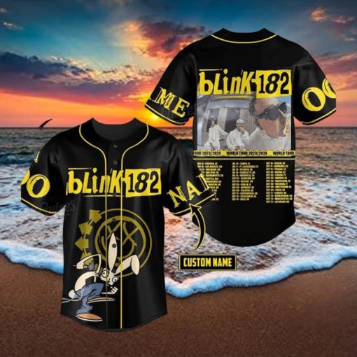 Custom Name And Number Blink 182 World Tour 2024 Baseball Jersey Shirt