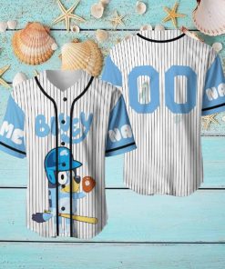 Custom Name And Number Bluey Dad Cartoon Baseball Jersey Shirt