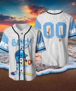 Custom Name And Number Bluey Dad Cartoon Baseball Jersey Shirt