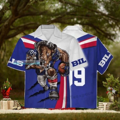 Custom Name And Number Buffalo Bills Fighting Bull Hawaiian Shirt