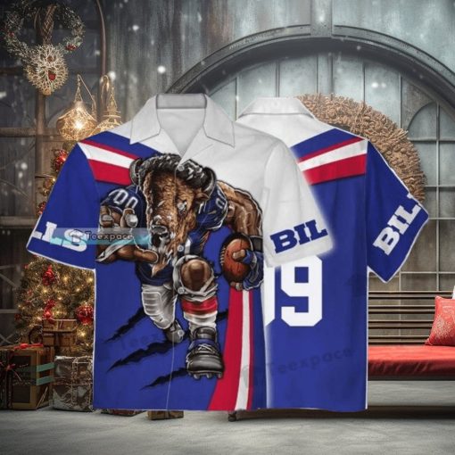 Custom Name And Number Buffalo Bills Fighting Bull Hawaiian Shirt