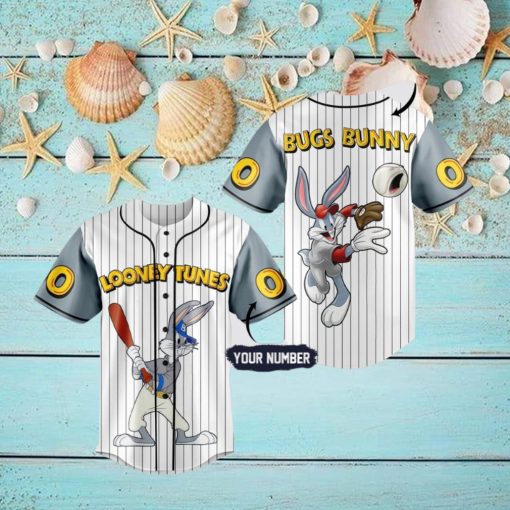 Custom Name And Number Bugs Bunny Looney Tunes Baseball Jersey Shirt