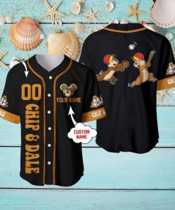 Custom Name And Number Chip & Dale Chipmunk Black Disney Baseball Jersey Shirt