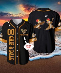 Custom Name And Number Chip & Dale Chipmunk Black Disney Baseball Jersey Shirt