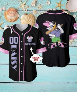 Custom Name And Number Daisy Duck Black Purple Disney Baseball Jersey Shirt