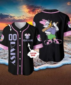 Custom Name And Number Daisy Duck Black Purple Disney Baseball Jersey Shirt