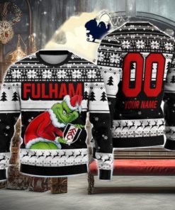 Custom Name And Number EPL Fulham Grinch Ugly Christmas Sweater All Over Print Trending Sweater For Fan