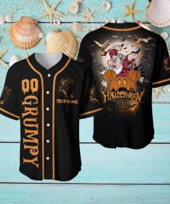 Custom Name And Number Halloween Grumpy Baseball Jersey Shirt