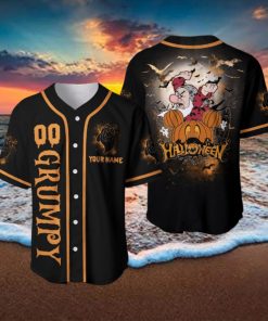 Custom Name And Number Halloween Grumpy Baseball Jersey Shirt
