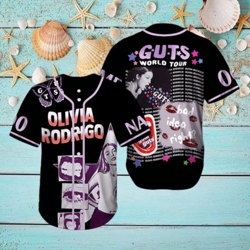 Custom Name And Number Olivia Rodrigo Guts World Tour Baseball Jersey Shirt