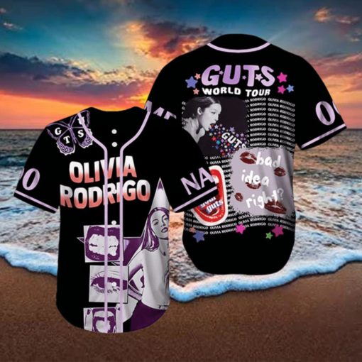 Custom Name And Number Olivia Rodrigo Guts World Tour Baseball Jersey Shirt