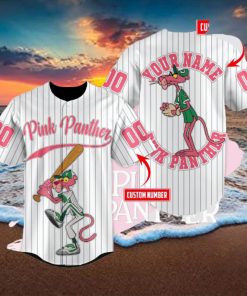 Custom Name And Number Pink Panther Baseball Jersey Shirt